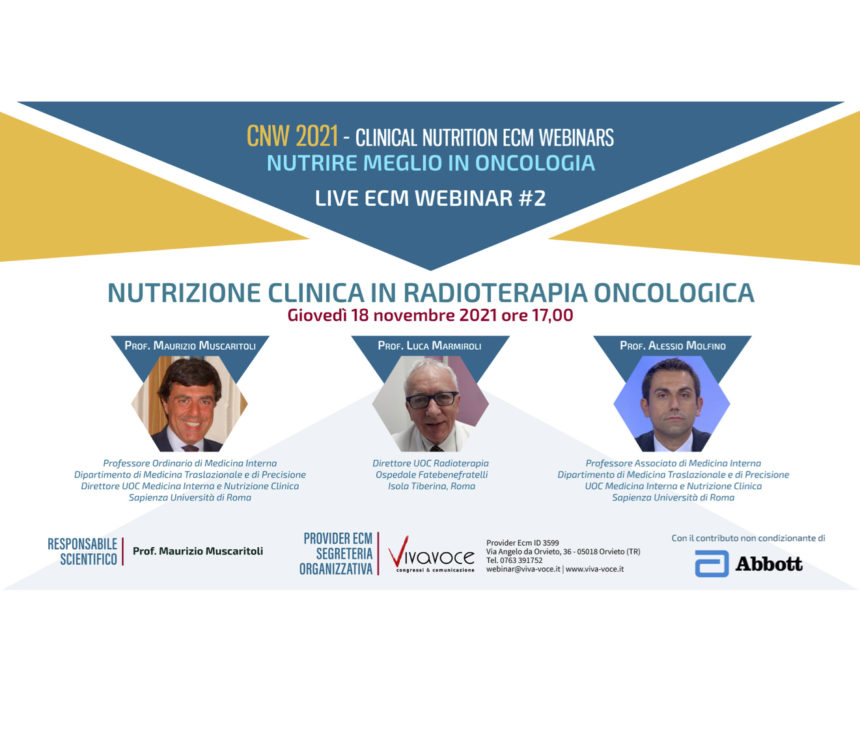 CNW 2021 LIVE WEBINAR ECM – NUTRIZIONE CLINICA IN RADIOTERAPIA ONCOLOGICA