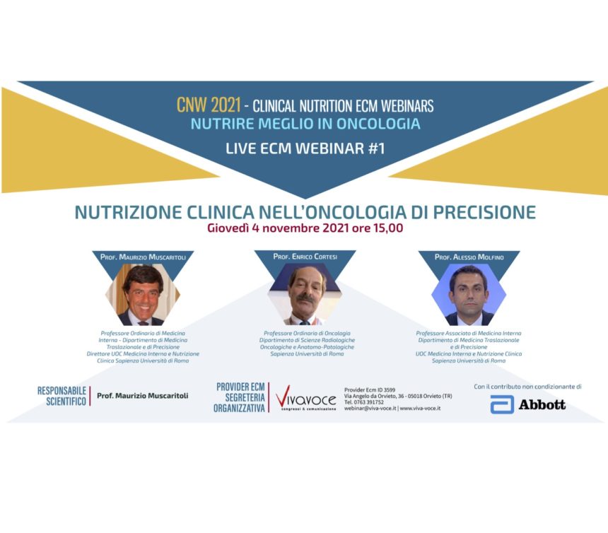 CNW 2021 LIVE WEBINAR ECM – NUTRIZIONE CLINICA NELL’ONCOLOGIA DI PRECISIONE